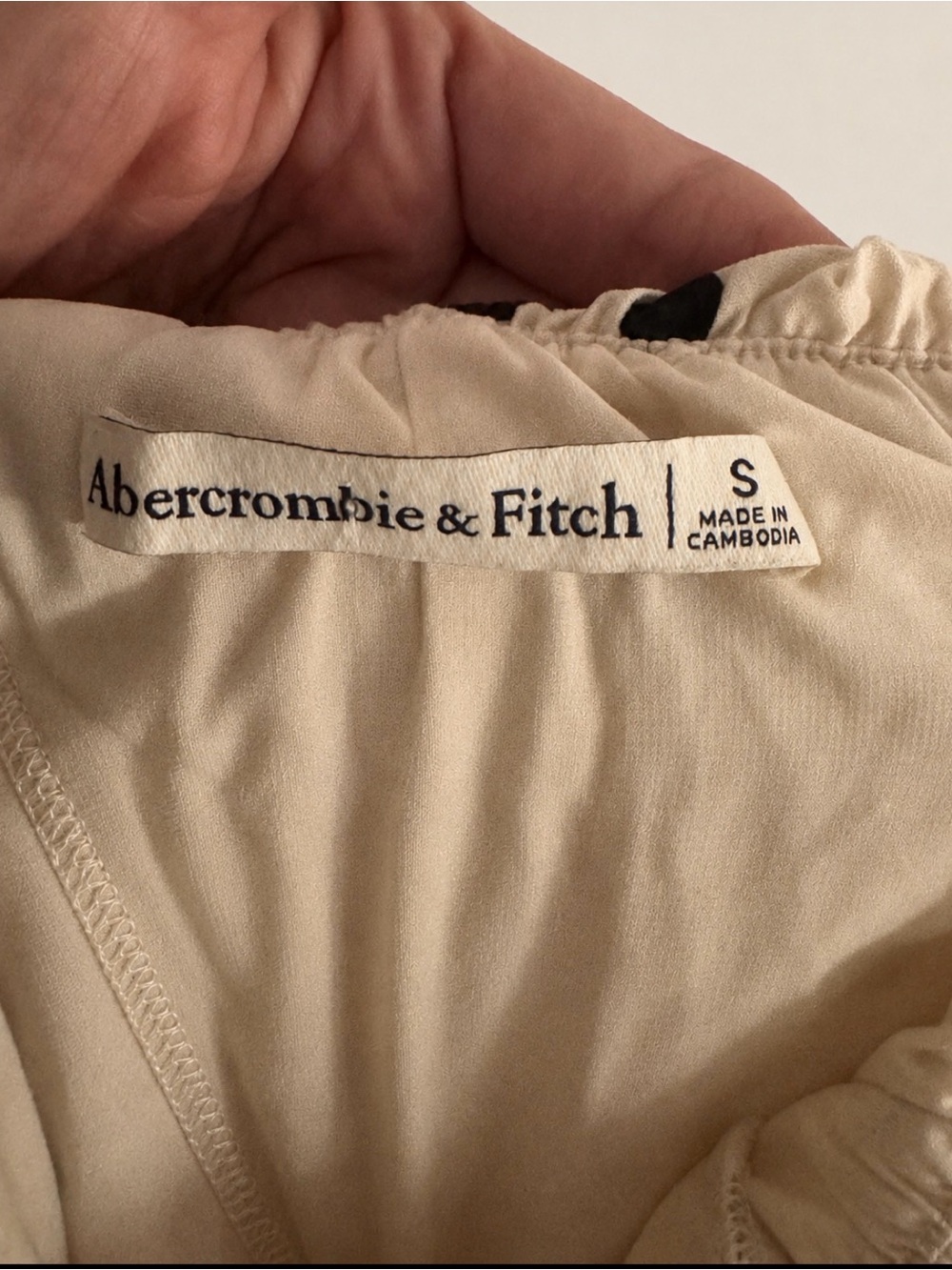 Abercrombie & Fitch Cream Maxi Dress with Black Polka Dots Built-in Bra - Picture 7 of 8